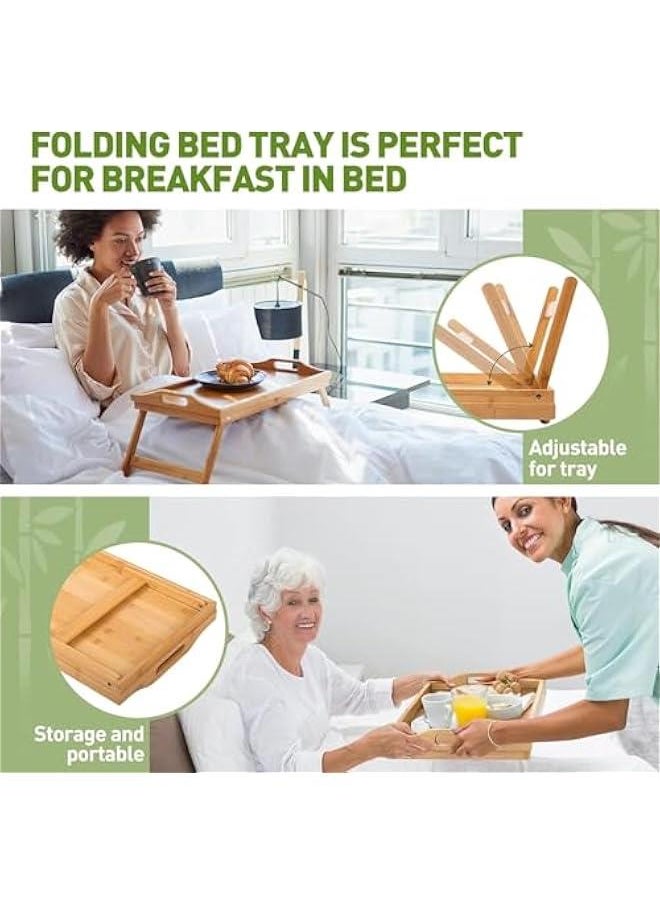 Bed Tray Table with Folding Legs,Bamboo Breakfast in Bed for TV Table, Laptop Computer Tray,Eating,Snack Tray