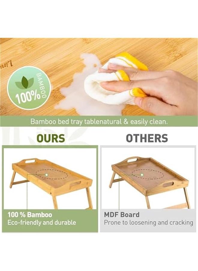 Bed Tray Table with Folding Legs,Bamboo Breakfast in Bed for TV Table, Laptop Computer Tray,Eating,Snack Tray