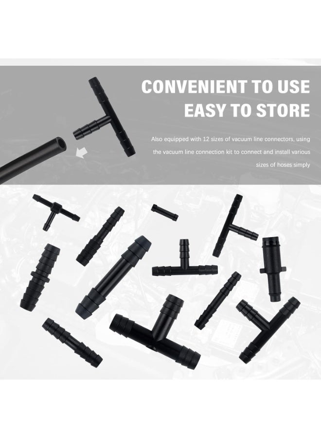 Multipurpose Vacuum Line Kit,6PCS 5Ft Vacuum Hose Automotive+64PCS Vacuum Line Connectors,Max 130PSI Silicone Hose for Variety Car Piping System Automotive Replacement Vacuum Hoses (70PCS) - Image 2