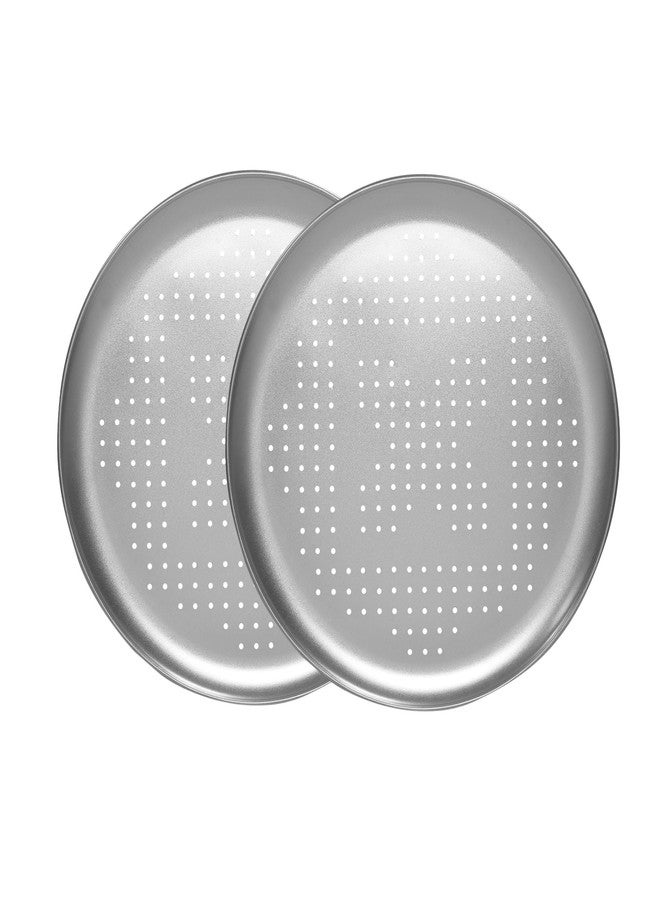 Ovenstuff Uncoated 16-inch Pizza Crisper Pans, Set of Two. Gray - Image 1