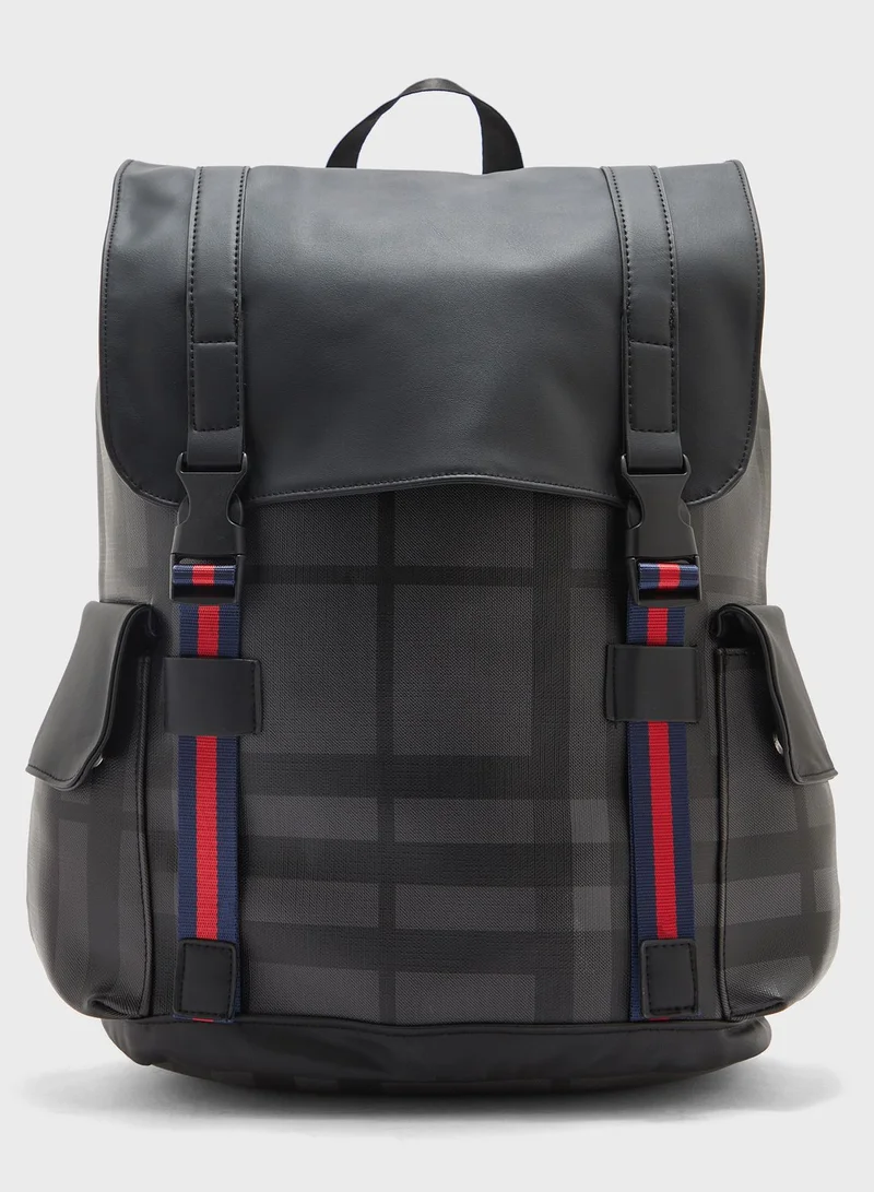Robert Wood Check Print Casual Backpack