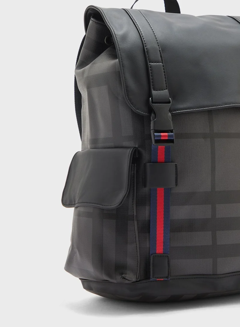 Robert Wood Check Print Casual Backpack