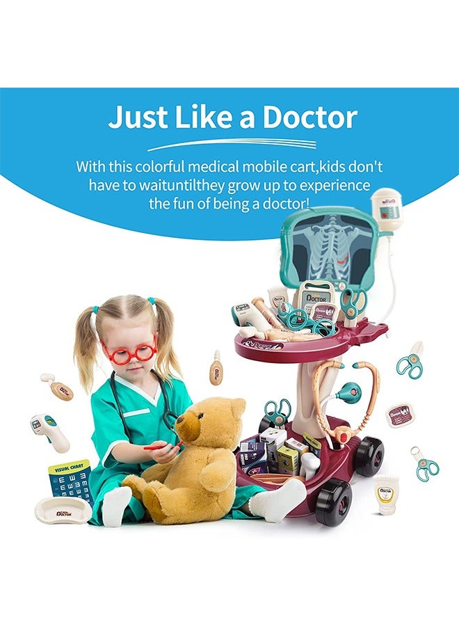 GROIC 29PCS Doctor Kit Toy for Kids, Pretend Play Educational Doctor Toys, Pretend Medical Station Set with Lights, Eye Chart, Thermometer, Stethoscope, Pulse Machine，Great Gift for Toddlers - Image 2