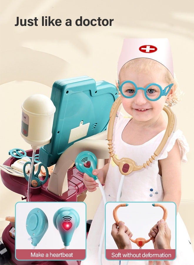 GROIC 29PCS Doctor Kit Toy for Kids, Pretend Play Educational Doctor Toys, Pretend Medical Station Set with Lights, Eye Chart, Thermometer, Stethoscope, Pulse Machine，Great Gift for Toddlers - Image 3