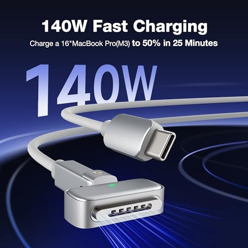 Hugener Magnetic 3 Rotating Cable USB-C 6.6FT Compatible with M5/M4/M3/M2 MacBook Air Pro Charger, 140W Safe 3 Cable for MacBook Air (13"/15" 2026/2025/2024/2023/2022), Pro (14"/16" 2026/2025/2024/2023/2021) - Image 4