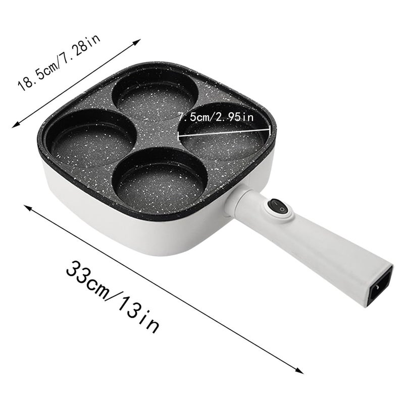 HAPPY HOME Non-Stick Square Electric Frying Pan | Multi-Purpose Electric Cooker for Frying, Boiling, Steaming & Cooking | Detachable Handle | Fast Heating Kitchen Pan (4 HOLE) - Image 4