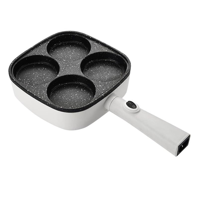 HAPPY HOME Non-Stick Square Electric Frying Pan | Multi-Purpose Electric Cooker for Frying, Boiling, Steaming & Cooking | Detachable Handle | Fast Heating Kitchen Pan (4 HOLE) - Image 1