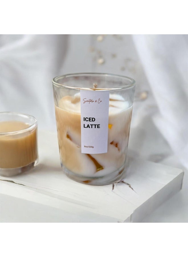 Set of 2 Scented Candles (Iced Latte & Iced Matcha) – 8x9cm 6oz 220g Each – Soy Wax, Aromatherapy, Long-Lasting Fresh Home Fragrance & Relaxing Gift for Home Décore - Image 2