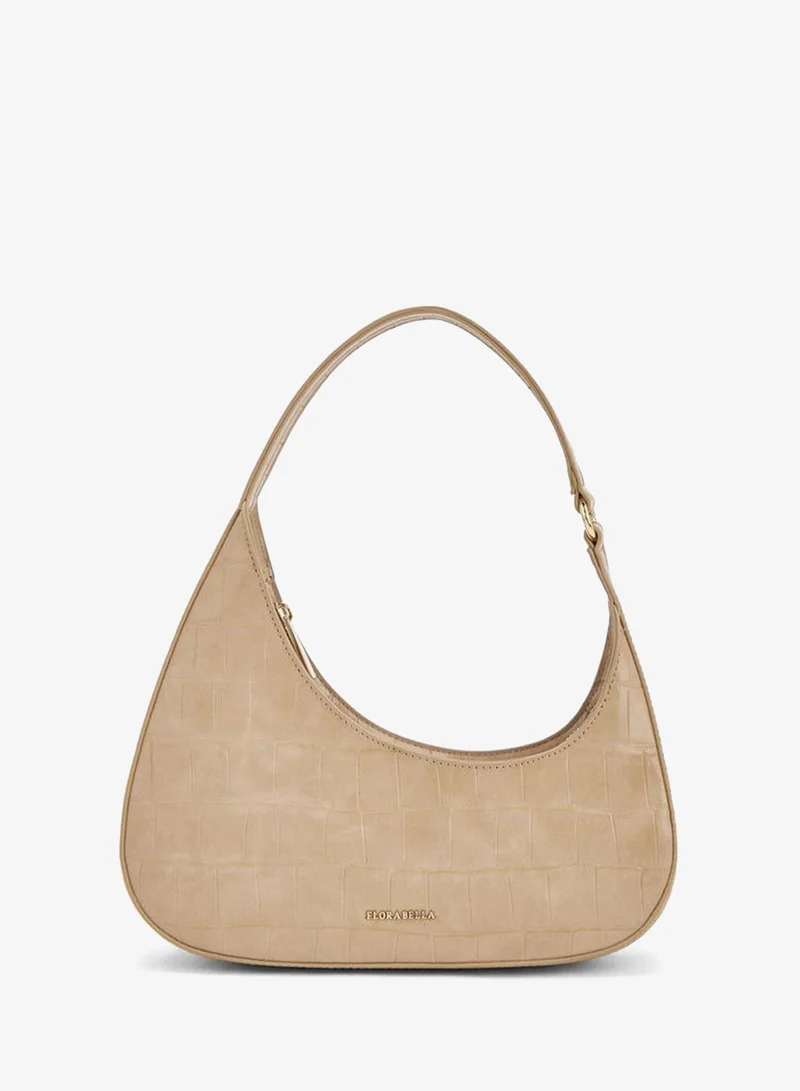 Textured Shoulder Bag With Zip Closure