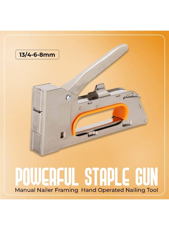 Powerful Tacker Staple Gun Stapler 13/4-6-8mm Manual Nailer Framing Stapler Hand Operated Nailing Tool R23-1008F - Image 1