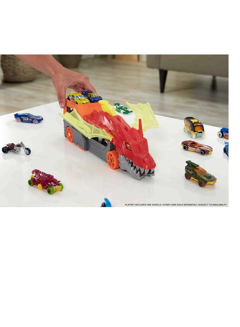 هوت ويلز مركبة نقل سيتي دراجون، هدية للأطفال من عمر 3 سنوات فما فوق - Image 3