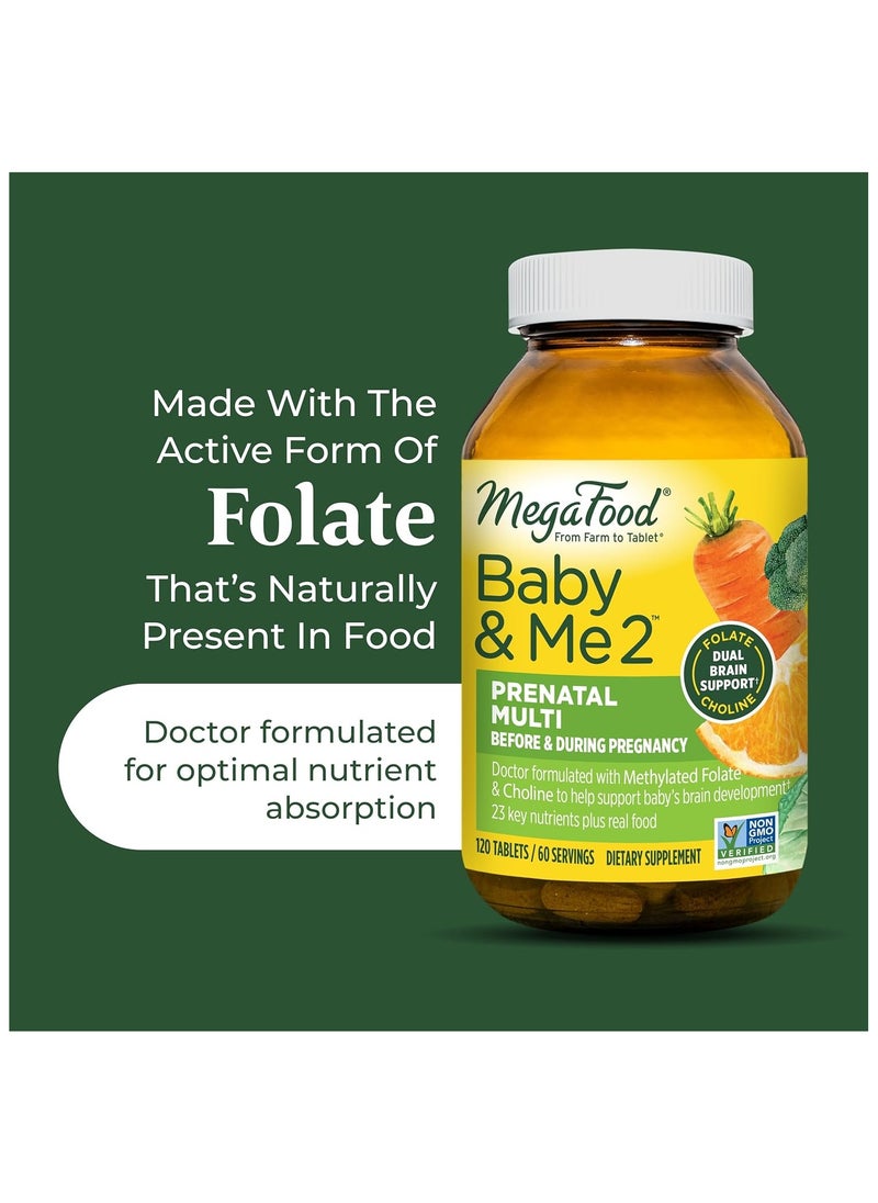 MegaFood Baby & Me 2 Prenatal Vitamin and Minerals - Vitamins for Women - with Folate (Folic Acid Natural Form), Choline, Iron, Iodine, and Vitamin C, Vitamin D and more - 120 Tabs (60 Servings) - pzsku/ZD48A4797B486544FBF74Z/45/_/1715324147/06be5e15-596d-4bb9-94f9-6337d250f1fd