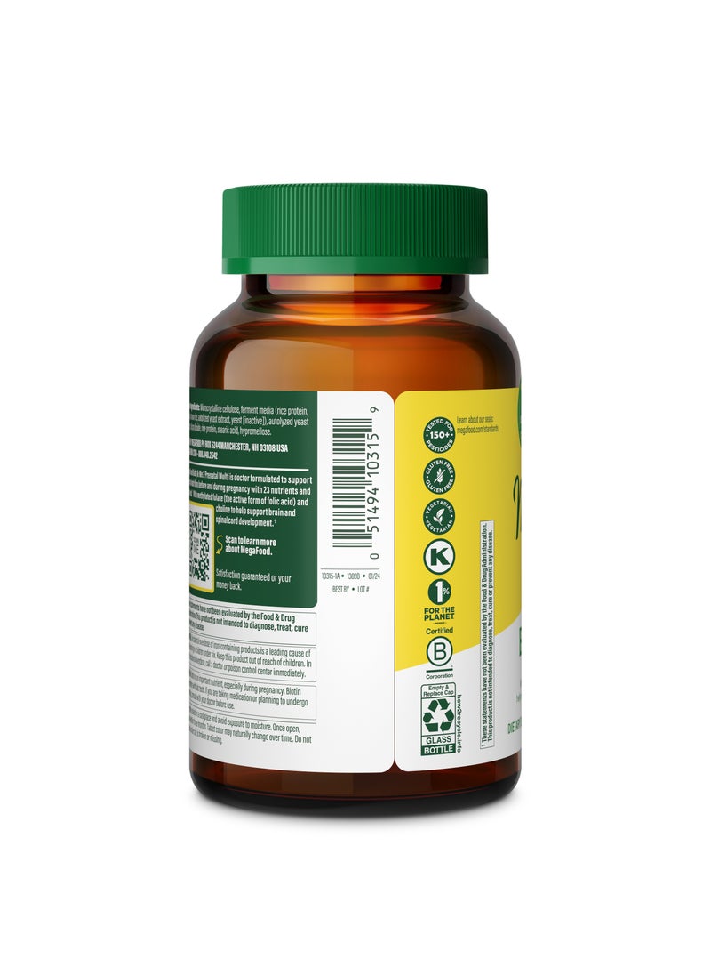 MegaFood - MegaFood Baby & Me 2 Prenatal Vitamin and Minerals - Vitamins for Women - with Folate (Folic Acid Natural Form), Choline, Iron, Iodine, and Vitamin C, Vitamin D and more - 120 Tabs (60 Servings) - Image 1