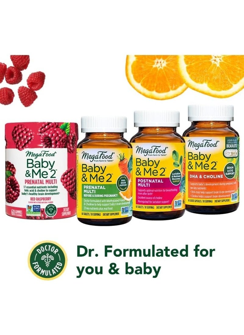 MegaFood - MegaFood Baby & Me 2 Prenatal Vitamin and Minerals - Vitamins for Women - with Folate (Folic Acid Natural Form), Choline, Iron, Iodine, and Vitamin C, Vitamin D and more - 120 Tabs (60 Servings) - Image 1