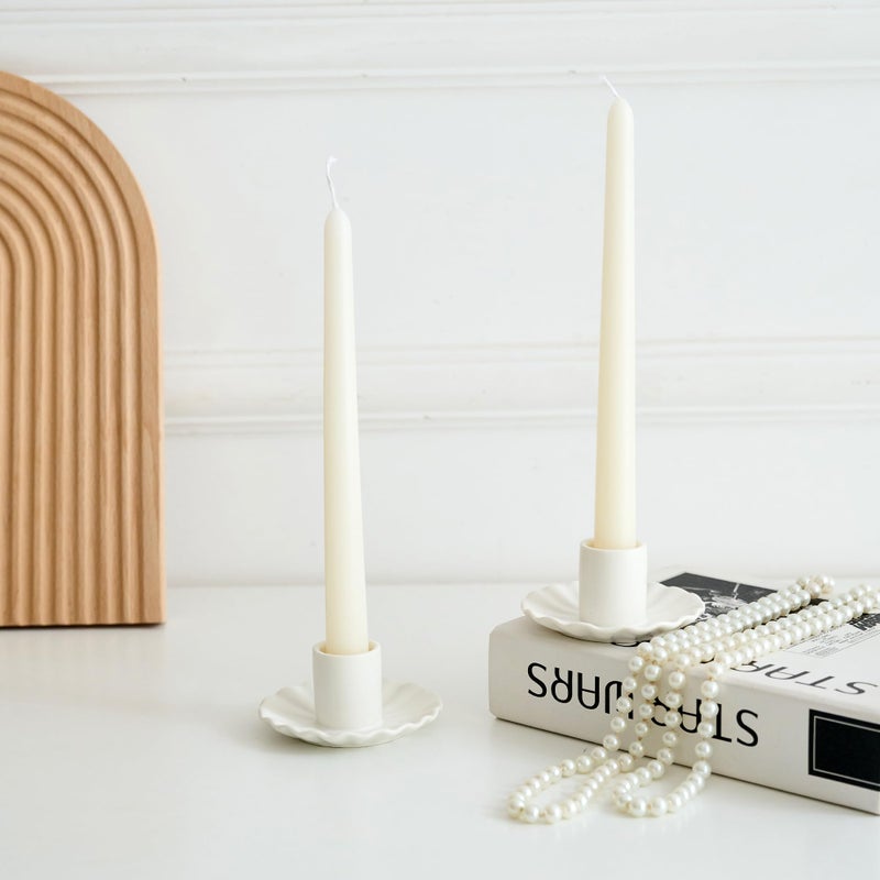 VIRFONOR Ceramic Taper Candle Holders,Vintage Candlestick Holder Centerpieces for Home Wedding Decoration, Housewarming Gifts,Pack of 2 (Round B Style) - Image 4