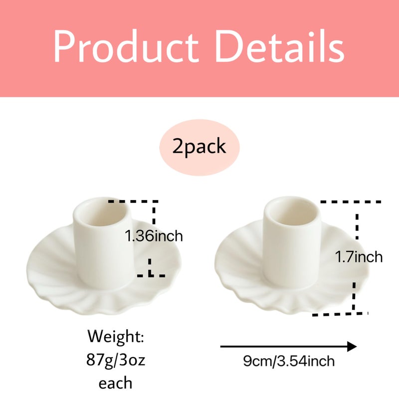 VIRFONOR Ceramic Taper Candle Holders,Vintage Candlestick Holder Centerpieces for Home Wedding Decoration, Housewarming Gifts,Pack of 2 (Round B Style) - Image 5