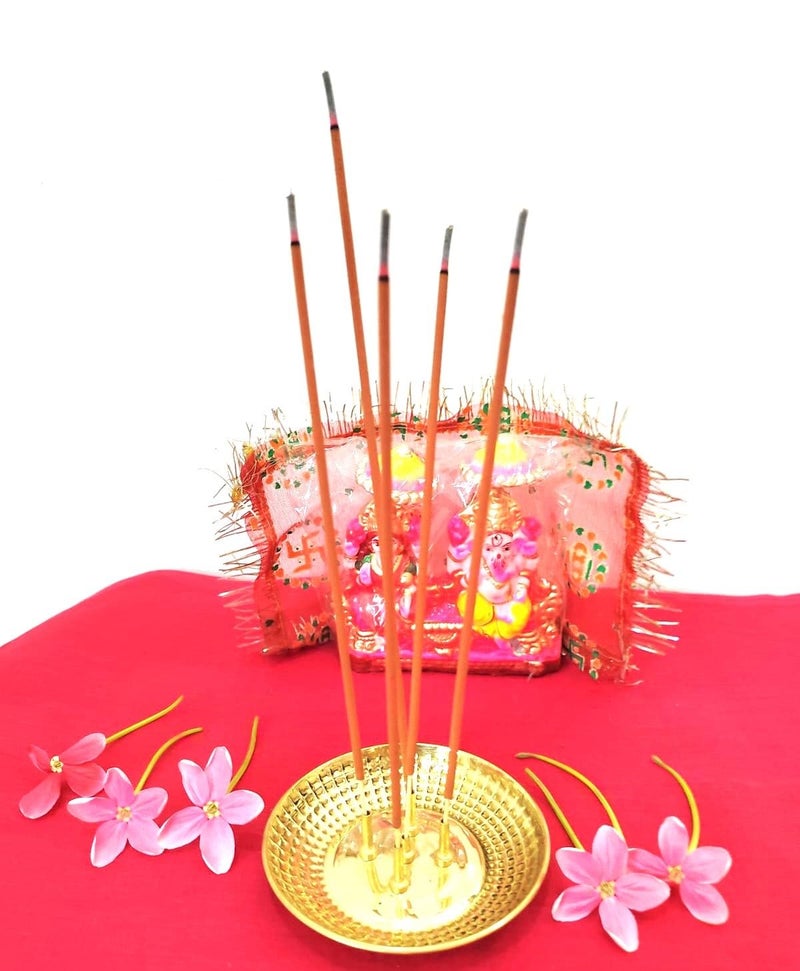 Mkd2 Rise Brass Incense Stick Holder, Agarbatti Stand with Ash Catcher, Gold, 4 Inch, Best for Puja, Pooja Room, Mandir, Temple, Home & Office Decoration - Image 5