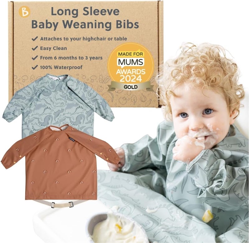 Bibado Baby Bibs With Sleeves - Toddler and Baby Led Weaning Bib - 6-36 Months, Attaches to Highchairs, Strollers, Tables - Image 1