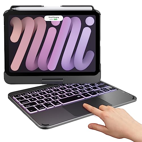 typecase Keyboard Case for iPad mini 7 (2024) & Mini 6 (2021) - Wireless Case with Keyboard for iPad mini 7th 6th Generation 8.3" - 10 Colors Backlit Keyboard Cover with Trackpad - Dark Gray - Image 1