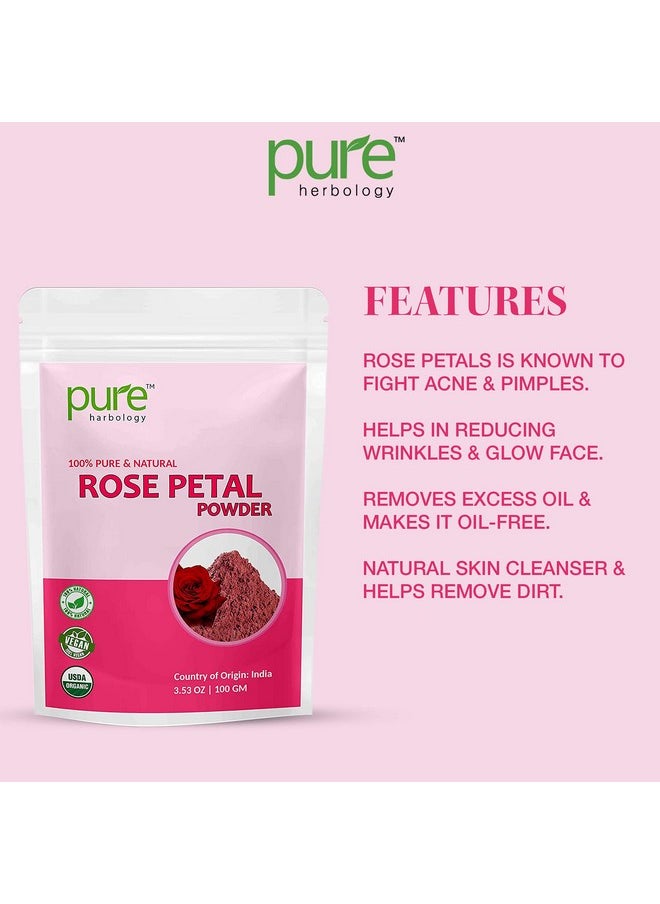 Pure Herbology Pure And Natural Double Filtered Rose Petal Powder For Skin, Face Pack Mask For Fairness, Tanning & Glowing Skin, 100Gm  - Image 2
