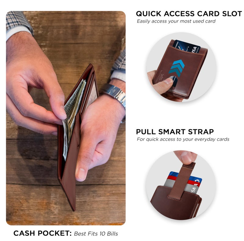 SERMAN BRANDS RFID Blocking Slim Bifold Genuine Leather Thin Minimalist Front Pocket Wallets for Men Billfold Wallet Men Gift (Melted Chocolate 2.0) - Image 4