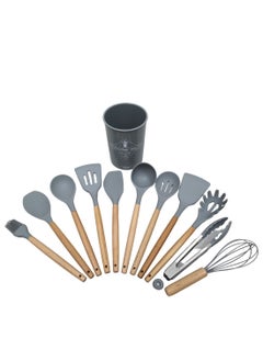 ARTC 12 Pieces Heat Resistant Non-Stick Silicone Cooking Utensil Set Light Grey  - Image 2