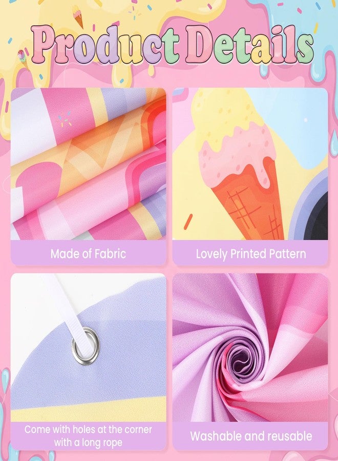 LUUFILx Ice Cream Truck Banner Donut Birthday Party Decor Backdrop Ice Cream Car Photo Booth Props Sweet Dessert Photography Banner for Kids Bday Baby Shower Spring Classroom Easter Outdoor Party Supplies - Image 4