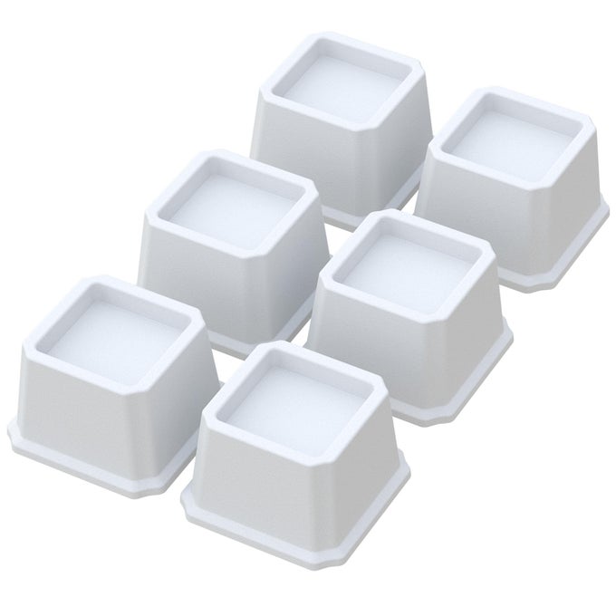 BED RISERS 2 INCH HEAVY DUTY BED ELEVATORS SET OF 6 LIFTS UP 2000 LBS FURNITURE RISER FOR SOFA AND TABLE WHITE