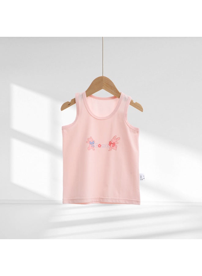Customizable Kids Pure Cotton Vest, Girls Cartoon Base Layer, Lycra High Elasticity All-season Underwear For Warmth And Belly Protection