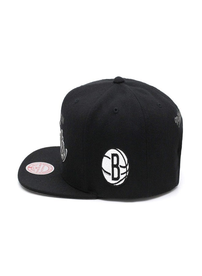 Mitchell & Ness Brooklyn Nets Snapback Hat for Men - Black/Dark Grey Script - NBA Basketball Cap for Men - Image 2