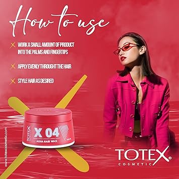 Totex Hair Styling Aqua Wax 04 Ultra Strong Hold Red Gel Shinny Edge Control Perfume Scent Unisex 150ml - Image 2