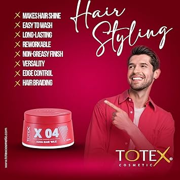 Totex Hair Styling Aqua Wax 04 Ultra Strong Hold Red Gel Shinny Edge Control Perfume Scent Unisex 150ml - Image 4