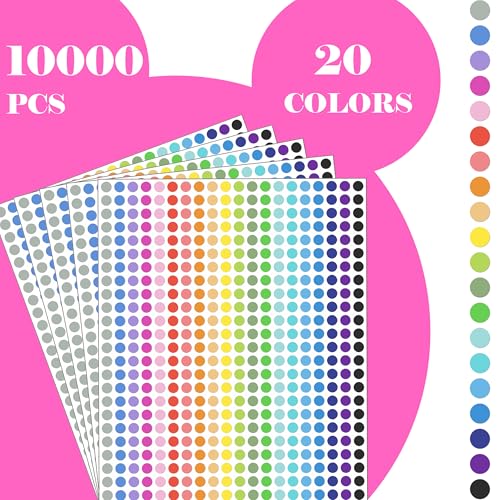 YSHIHE 10000 PCS Small Dot Stickers 14 Round Color Coding Labels Circle Dot Stickers Label Sticker in 20 Colors for OfficeClassroom - Image 3