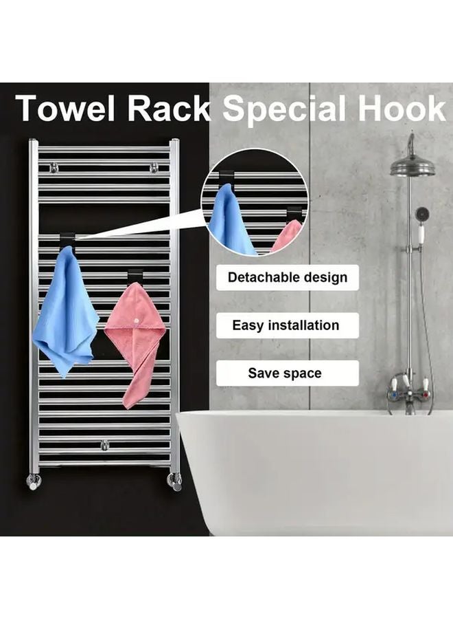 6 قطع من خطاف تعليق المناشف الفولاذ المقاوم للصدأ الأسود للحائط، منظف الحمام وغرفة النوم الموفّر للمساحة - Image 5