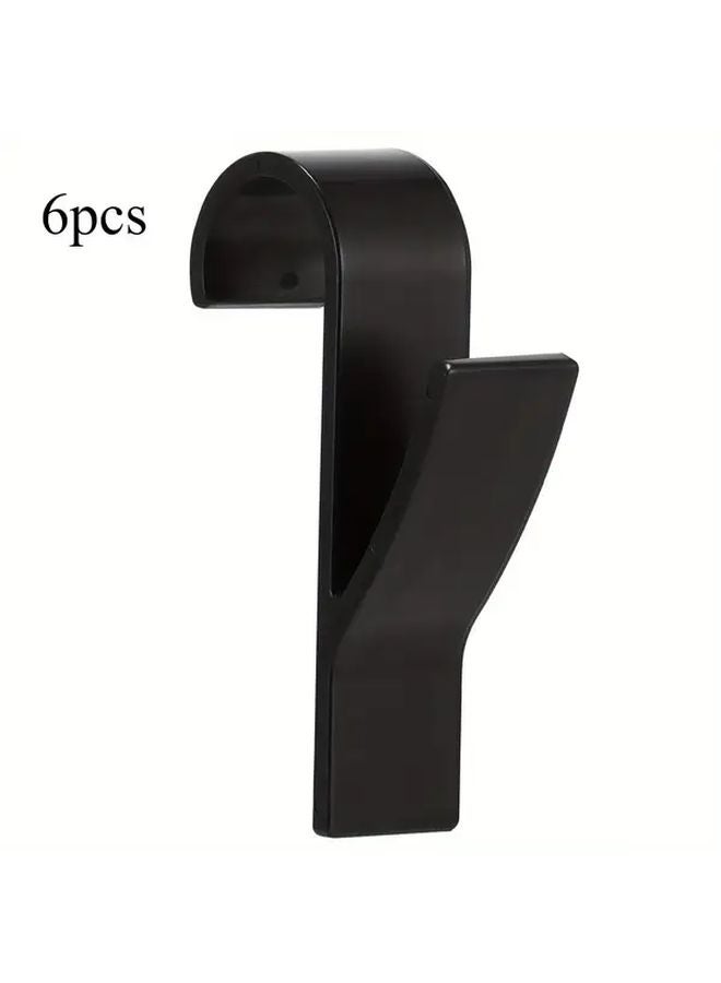 6 قطع من خطاف تعليق المناشف الفولاذ المقاوم للصدأ الأسود للحائط، منظف الحمام وغرفة النوم الموفّر للمساحة - Image 1