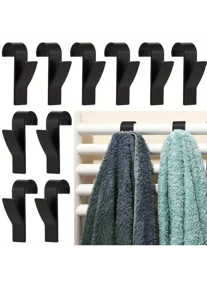 6 قطع من خطاف تعليق المناشف الفولاذ المقاوم للصدأ الأسود للحائط، منظف الحمام وغرفة النوم الموفّر للمساحة - Image 2