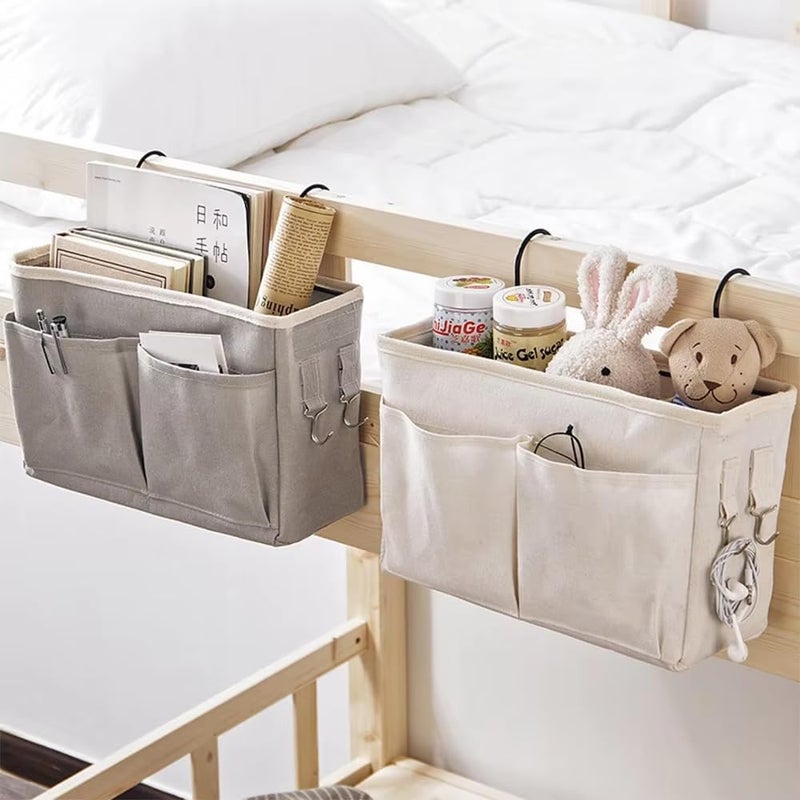 NGEL Multifunctional Bedside Hanging Storage Bag Bedroom Caddy Organizer with Pockets Cabinet Hanging Pocket for Bunk and Hospital Beds Dorm Rooms Bed Crib Bed Rails Bedside Storage Bag - Image 2