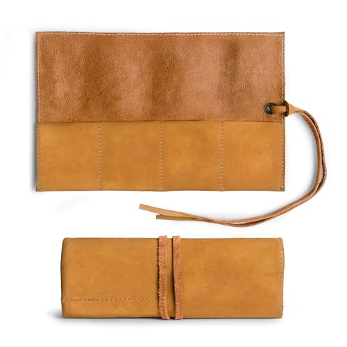 Hide & Drink Hide Drink Leather Watch Roll Organizer Handmade from Full Grain Leather Holds Up to 4 Watches Easy Carry On Watchlover Storage Old Tobacco - Image 3