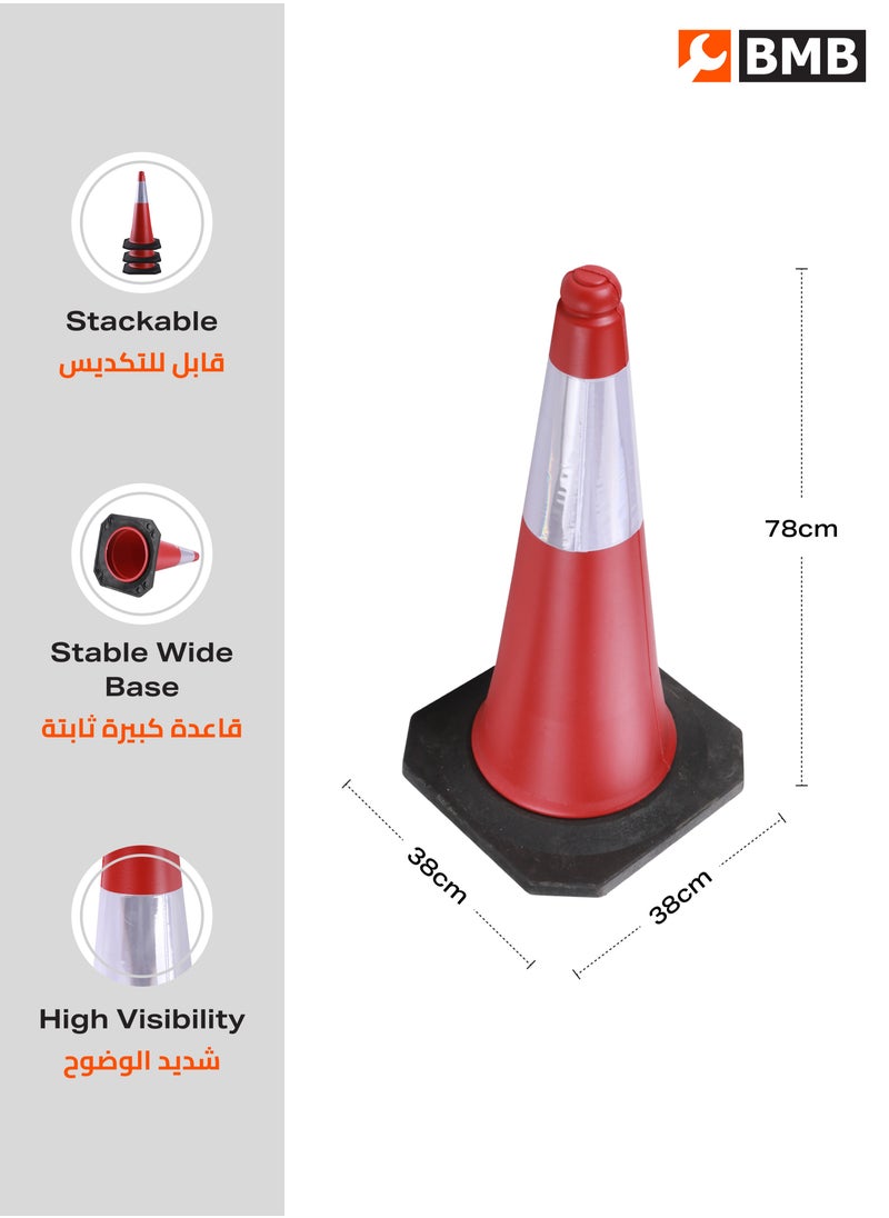 LAWAZIM 75cm Traffic Safety Cone with Reflective Bands - High Visibility Orange PVC Cone for Roadwork and Construction Sites - Road Construction Hazard Warning Conspicuity driveway Cone barrier  - Image 2
