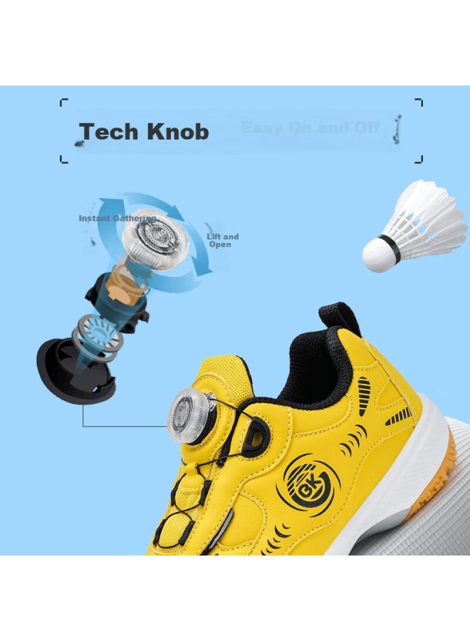 Bkg Kids Badminton Training Shoes Boys Autumn Winter Sports Non-slip Shock Absorption Zyq25829 Yellow Size 37 - Image 3