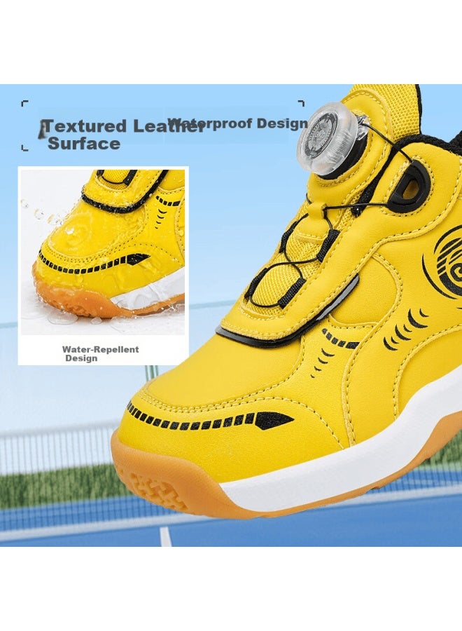 Bkg Kids Badminton Training Shoes Boys Autumn Winter Sports Non-slip Shock Absorption Zyq25829 Yellow Size 37 - Image 2
