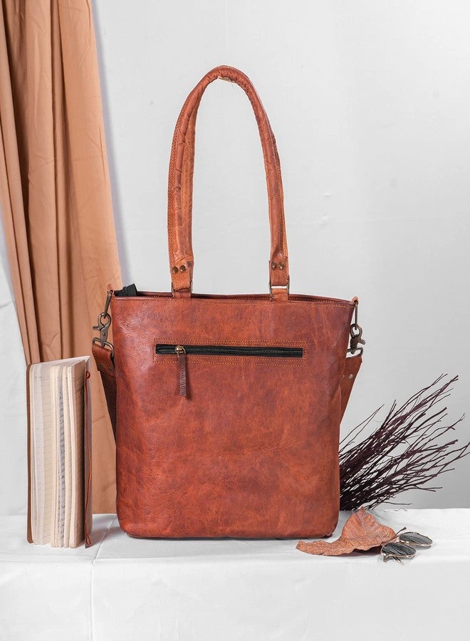 Madosh Genuine Womens Leather Laptop Tote Handbag | Travel Bag, Brown Everyday Purse Women Classy Computer Briefcase for Work Waterproof Handbag Professional Bag Women - Image 3