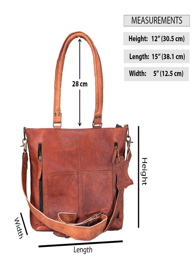 Madosh Genuine Womens Leather Laptop Tote Handbag | Travel Bag, Brown Everyday Purse Women Classy Computer Briefcase for Work Waterproof Handbag Professional Bag Women - Image 4