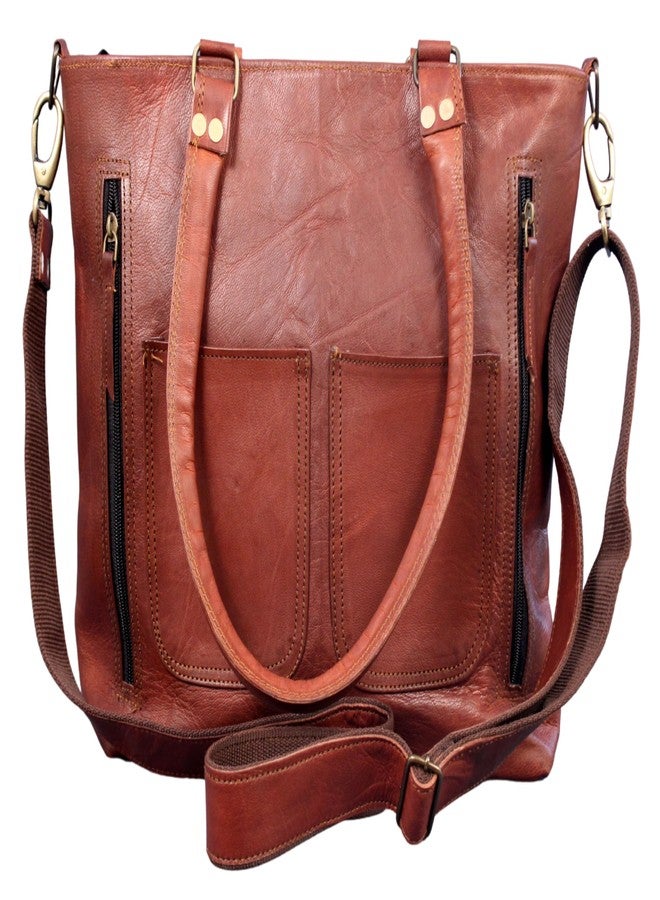 Madosh Genuine Womens Leather Laptop Tote Handbag | Travel Bag, Brown Everyday Purse Women Classy Computer Briefcase for Work Waterproof Handbag Professional Bag Women - Image 1
