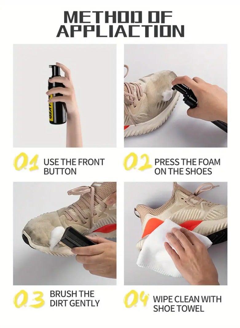PIKI 3-in-1 Shoe Cleaner Kit – Water-Free Foam (150ml) + Brush & Cloth – Deep Clean for Sneakers, Boots & Fabric  - Image 4