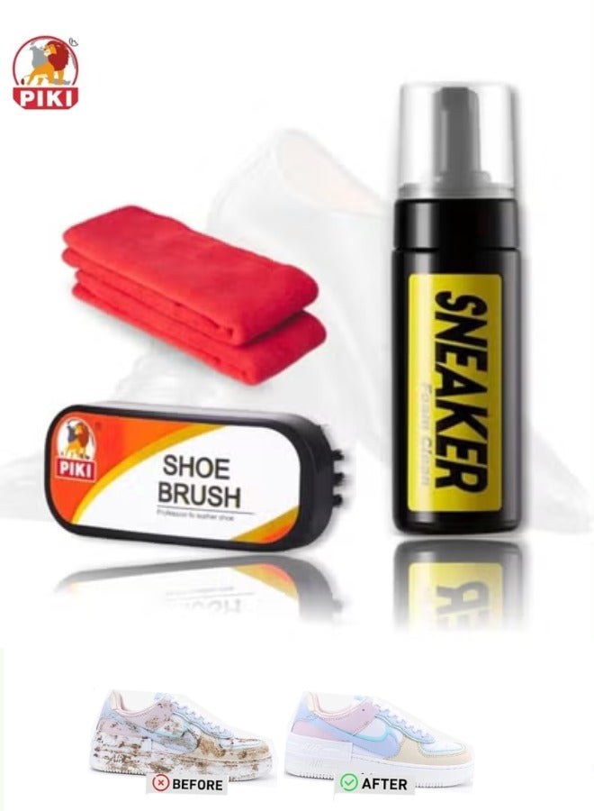 PIKI All-in-One Sneaker Care Kit – Water-Free Foam, Brush & Cloth – Deep Cleaner for Shoes, Sneakers, & Boots - Image 2
