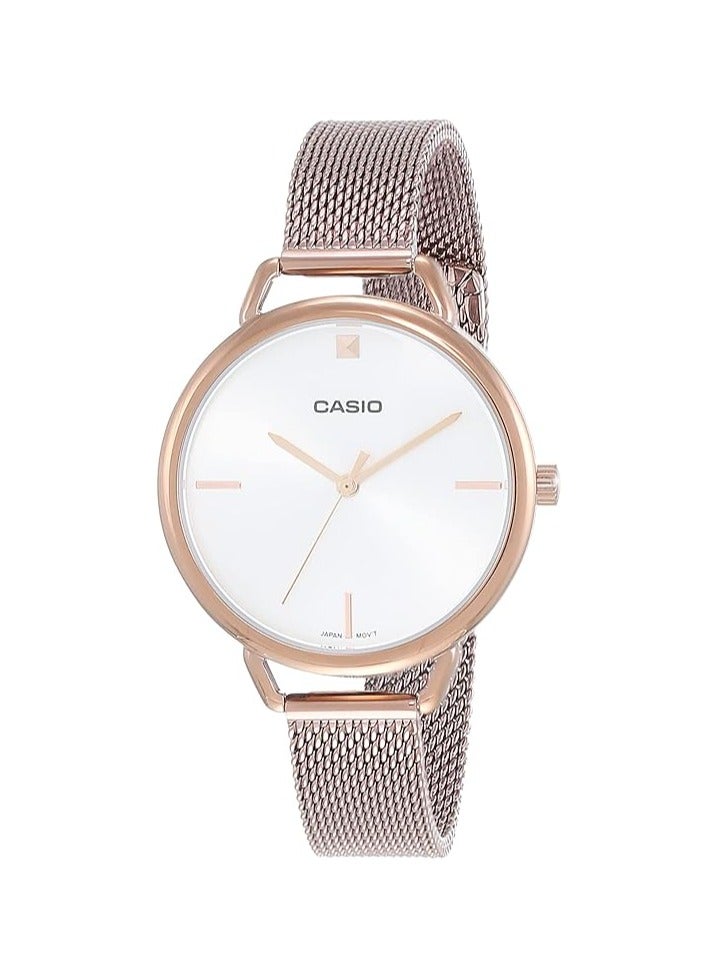 كاسيو ساعة كاسيو للنساء - LTP-E415MR-7CDF مينا ذهبي وردي، سوار ذهبي وردي - Image 1