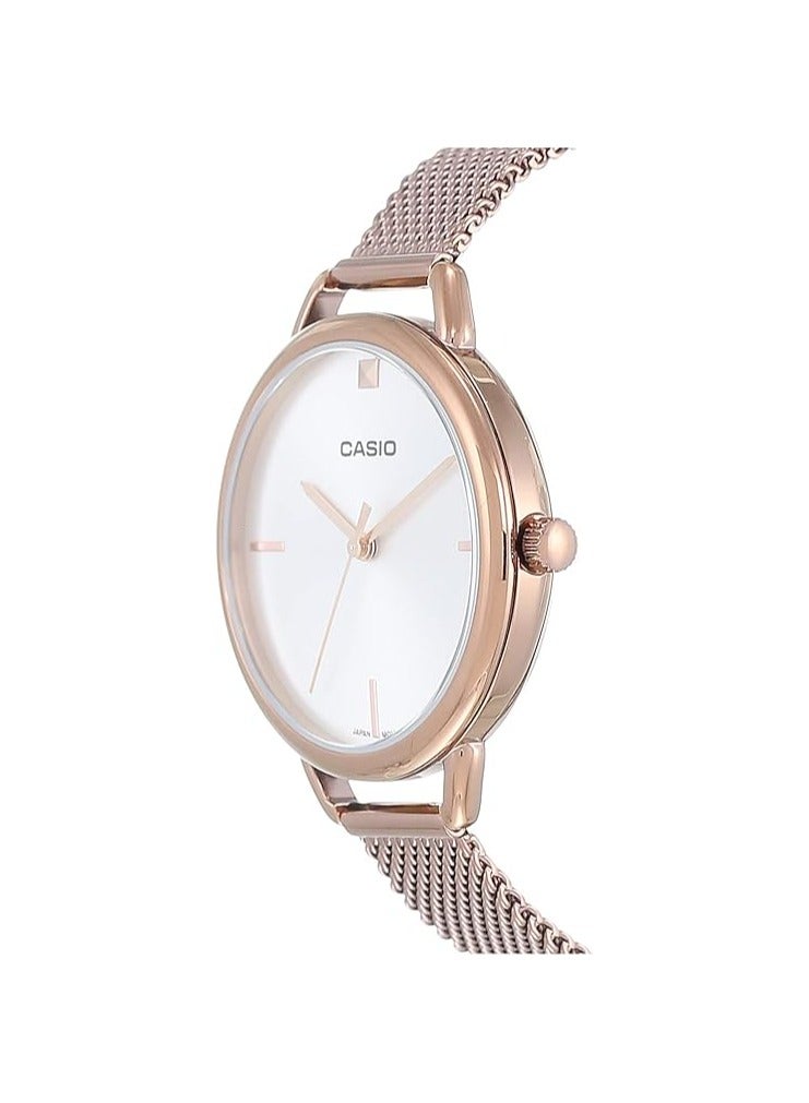 كاسيو ساعة كاسيو للنساء - LTP-E415MR-7CDF مينا ذهبي وردي، سوار ذهبي وردي - Image 2