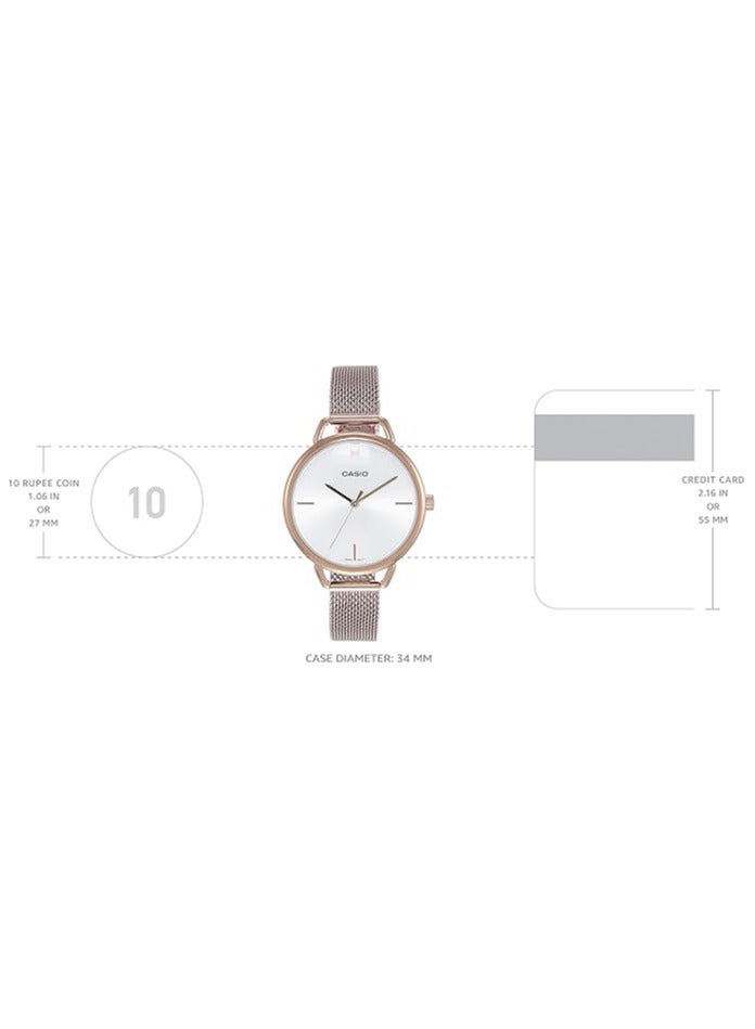 كاسيو ساعة كاسيو للنساء - LTP-E415MR-7CDF مينا ذهبي وردي، سوار ذهبي وردي - Image 3
