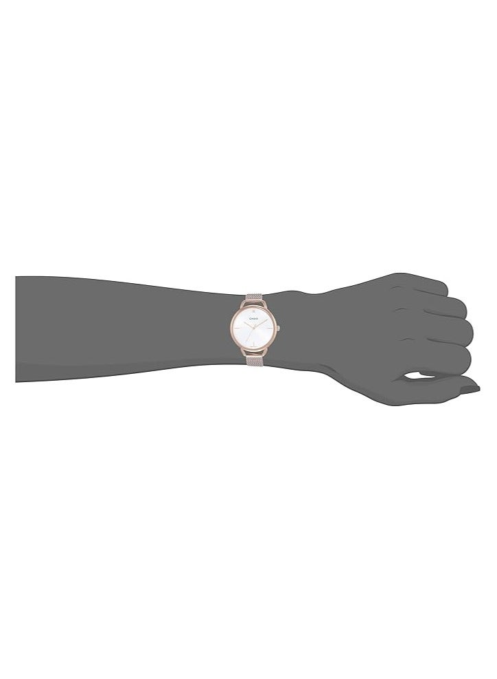 كاسيو ساعة كاسيو للنساء - LTP-E415MR-7CDF مينا ذهبي وردي، سوار ذهبي وردي - Image 4